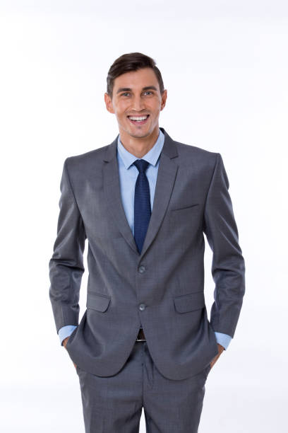 istock Happy smiling businessman in suit 845429588