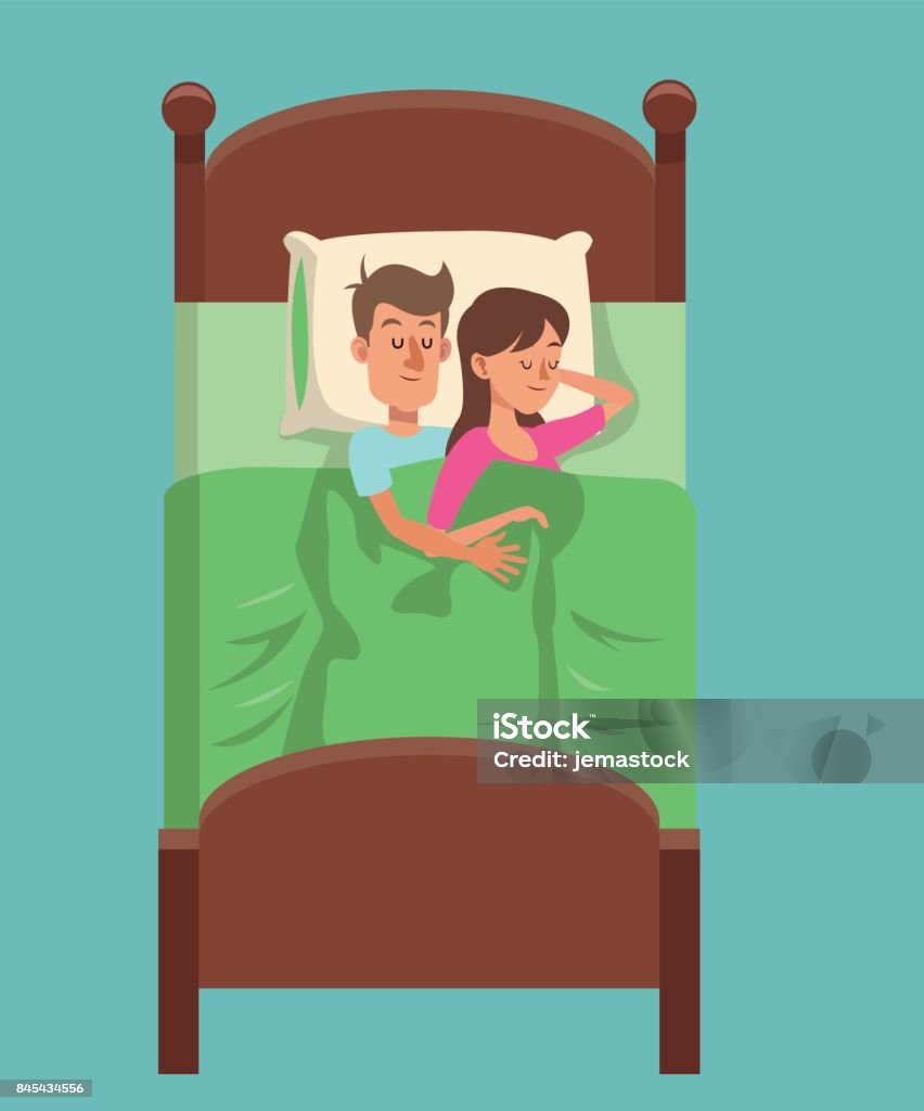 Ilustración de Par Dormir Con Almohada Hombre Abrazo La Mujer y más  Vectores Libres de Derechos de Cama - Cama, Parejas, Abrazar - iStock