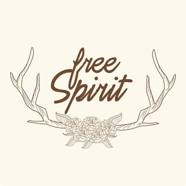 Vector illustration of free spirit horns ornament image