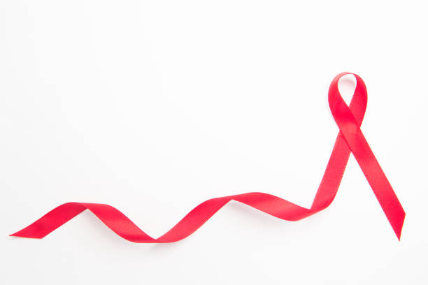 istock Red awareness ribbon with trail 845444164