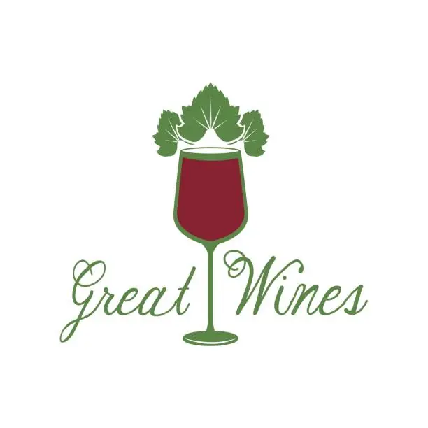 Vector illustration of great wines glassware leaves image poster