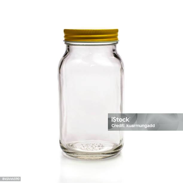 Empty Bottle Glass With Yellow Cap Isolated White Background Stock Photo -  Download Image Now - iStock