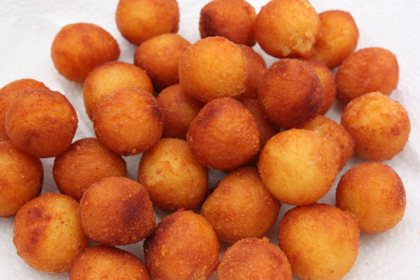 istock Fried potatoes in the shape of large hazelnuts 845450016