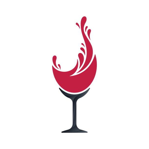 wein-splash-konzept, vektor-illustration - wineglass red wine wine liquid stock-grafiken, -clipart, -cartoons und -symbole
