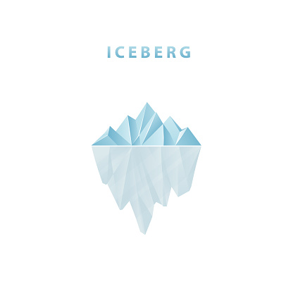 Polygonal iceberg in flat style. Iceberg icon. Vector illustration.