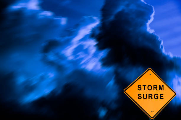 Hurricane Road Sign Hurricane road sign in front of dramatic sky. georgia tornado stock pictures, royalty-free photos & images