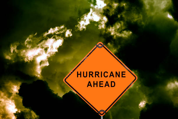 Hurricane Road Sign Hurricane road sign in front of dramatic sky. georgia tornado stock pictures, royalty-free photos & images