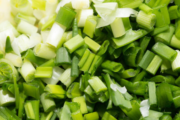istock background of chopped green onions. macro 845497298