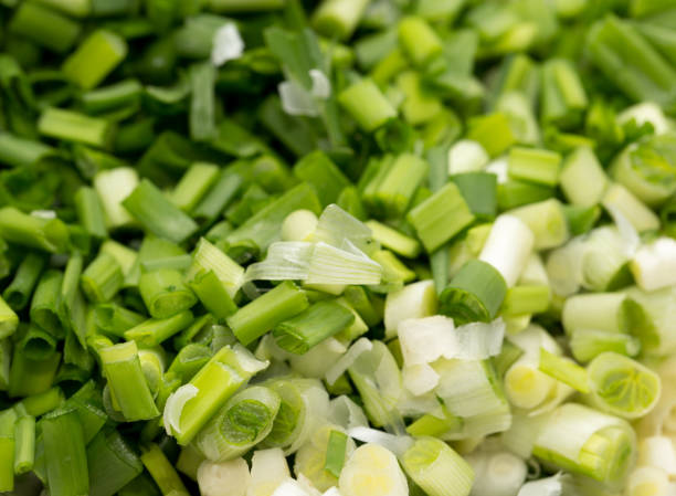 istock background of chopped green onions. macro 845497528
