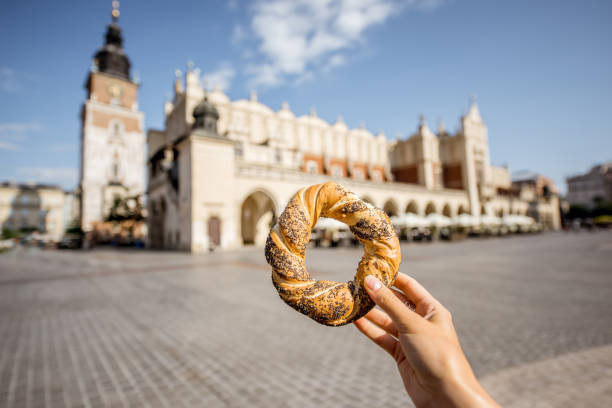 istock Holding prezel in Krakow city 845500886