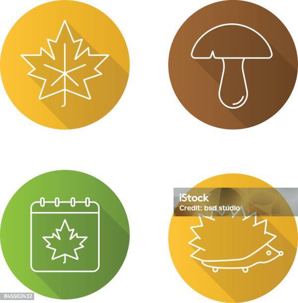 Autumn Season Icons Stock Illustration - Download Image Now - Arts Culture and Entertainment, Autumn, Calendar