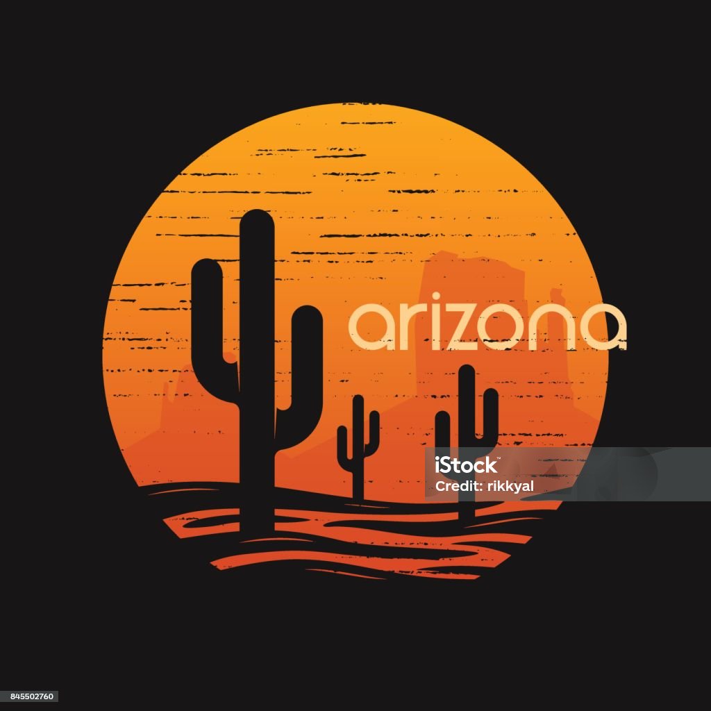 Landsape of Arizona state. T-shirt and apparel vector design, print, typography, poster, emblem. Arizona stock vector