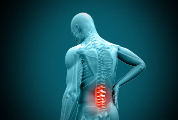 istock Digital blue human rubbing highlighted back pain 845505668