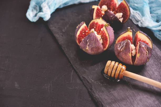istock Delicious dessert made with figs fruit and honey 845505730