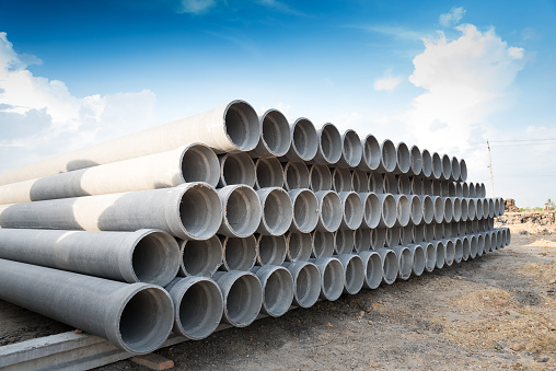 Asbestos cement pipes used for drainage construction.