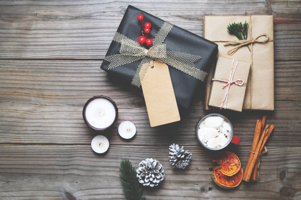 istock Christmas gift box with decoration 845506770