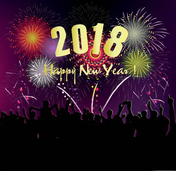 Vector illustration of Happy new year 2018