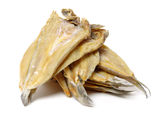 istock Dried salted fishes On White Background 845510342