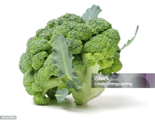 Fresh Broccoli On White Background Stock Photo - Download Image Now - Broccoli, Branch - Plant Part, Bunch