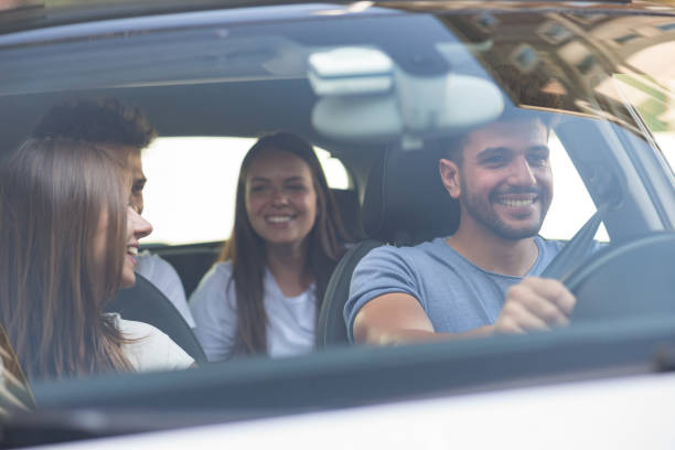 istock Group of friends on a car 845513102