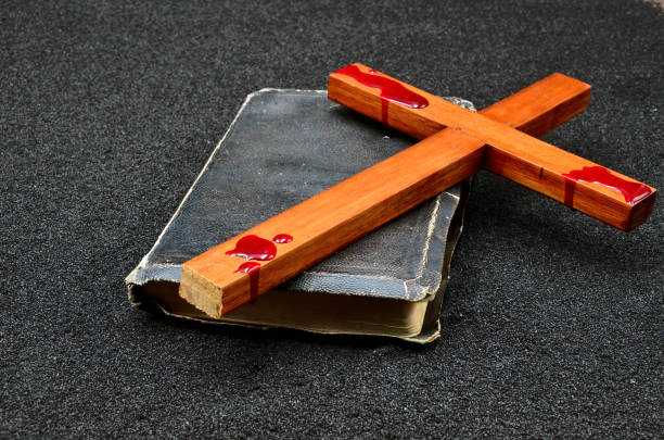 Bible cross stock photo