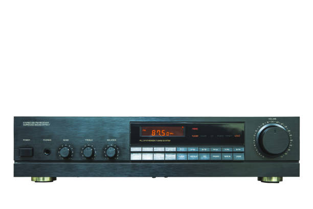 istock Old stereo AM-FM receiver amplifier isolated on white 845526756