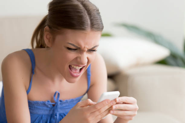 istock Angry woman annoyed by not working smartphone, problem with mobile 845527150