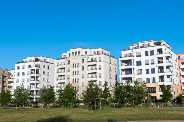 istock Modern white apartment houses in Berlin 845530216