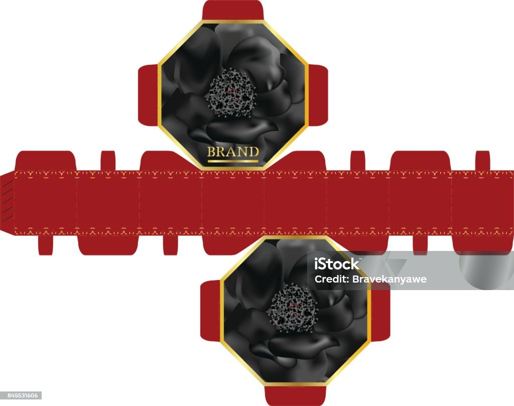 Rose Packing Design Black Rose Packaging Design Luxury 8sided Box Design Template Stock ...