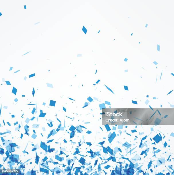 White Background With Blue Confetti Stock Illustration - Download Image Now - Confetti, Blue, Backgrounds