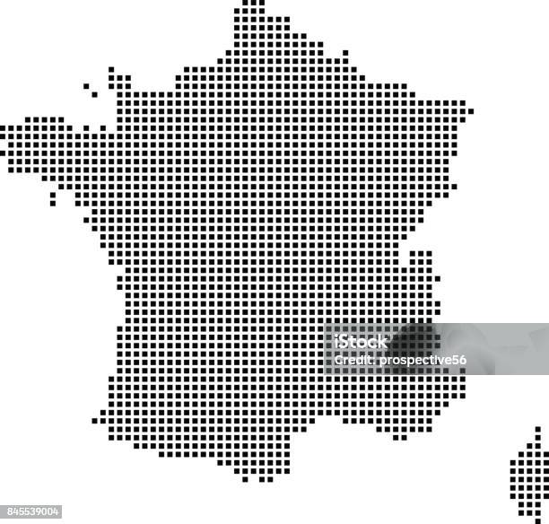 Highly Detailed France Map Dots Dotted France Map Vector Outline Pixelated France Map In Black And White Illustration Background Stock Illustration - Download Image Now