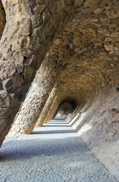 istock Ancient aqueduct Barcelona Spain by famous architecture Anthoni Gaudi. 845539128
