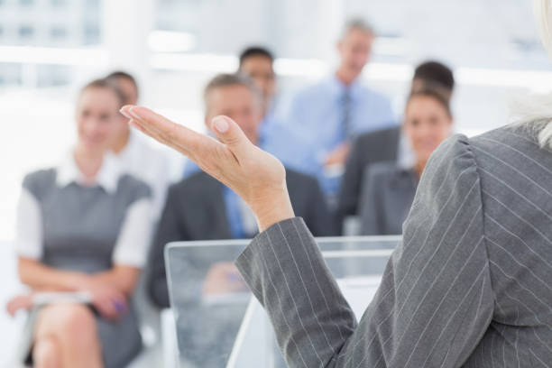 istock Businesswoman doing speech during meeting 845541844