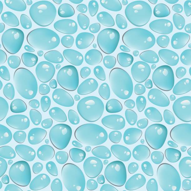 ilustrações, clipart, desenhos animados e ícones de gotas de água de cor realista no padrão sem costura de fundo azul - drop set water vector