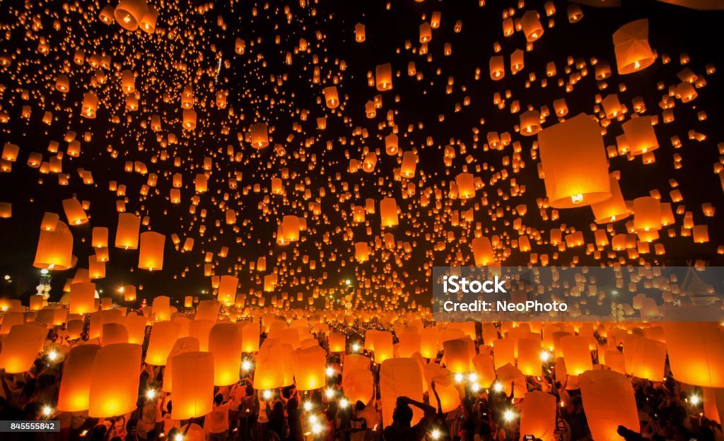 New year and Yeepeng festival in Thailand New year and Yeepeng festival in Thailand, Yee peng is very famus in China, Taiwan and Thailand Lantern Stock Photo