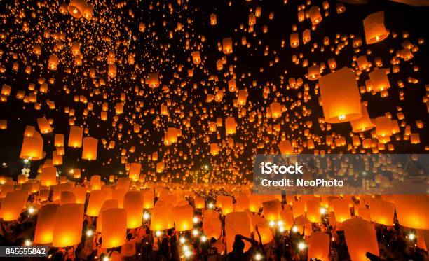 New Year And Yeepeng Festival In Thailand Stock Photo - Download Image Now - Lantern, Taiwan, Chinese Culture