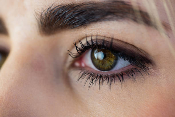 Close-up of a womans green eye