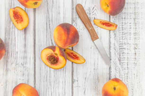 istock Portion of Fresh Peaches, selective focus 845563212