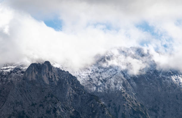 istock alpine rocks in clouds, Karwendel Alps 845565938