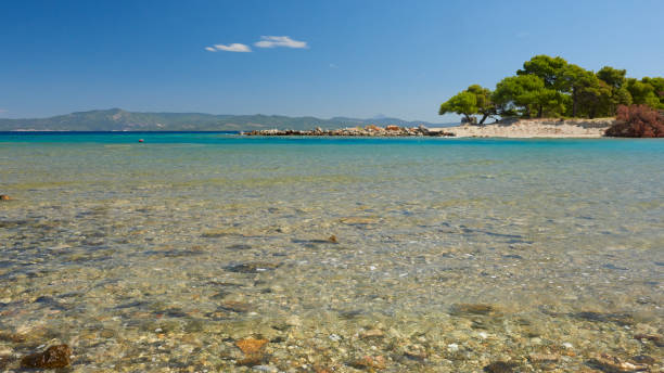 바다 석호입니다. Galrokavos입니다. Kassandra, Halkidiki, 북부 그리스 스톡 사진