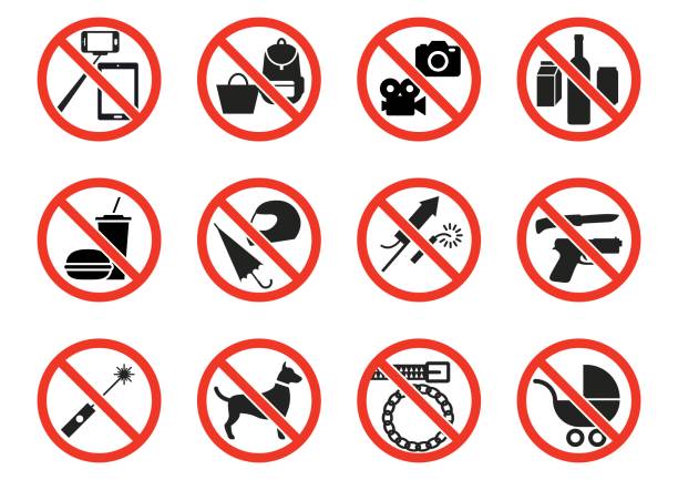 ilustraciones, imágenes clip art, dibujos animados e iconos de stock de señales de prohibición  - tin can phone