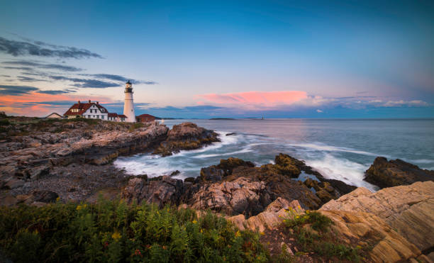 istock Portland Head Lighthouse, Maine, USA at sunset 845574252
