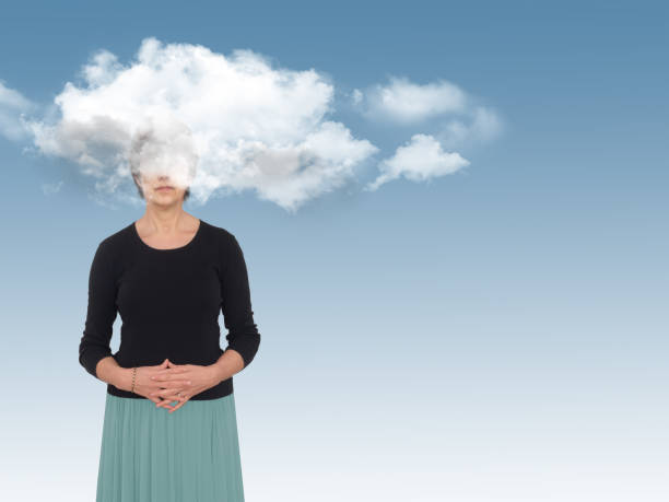 istock Woman with head in the clouds, daydreaming or creativity concept 845580540