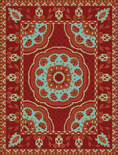 Red template for carpet. vector art illustration