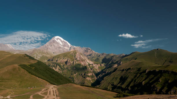 istock Mount Kazbek with view from Stepantsminda town in Georgia. 845586440