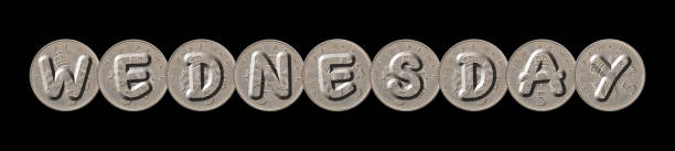 WEDNESDAY – Coins on black background