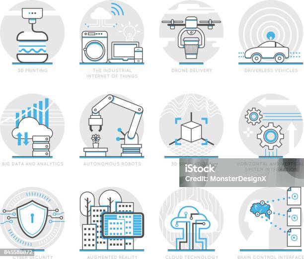 Infographic Icons Elements About Logistics Technology Stock Illustration - Download Image Now