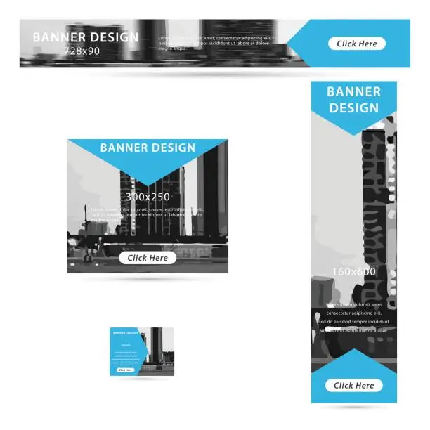 Vector illustration of Web banner design or header, skyscrapers, big box templates. vector illustration.