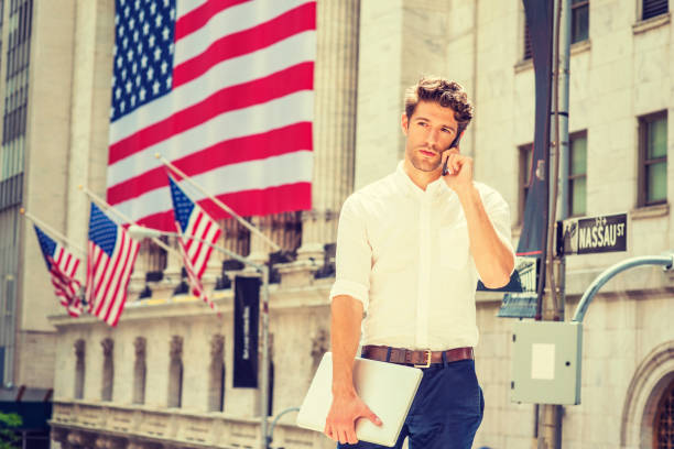 istock Young Handsome American Man traveling, working in New York 845589566
