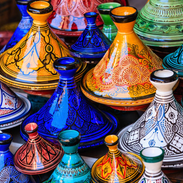 istock Colorful Maroccan tajine pots at a souk in Marrakech 845592018